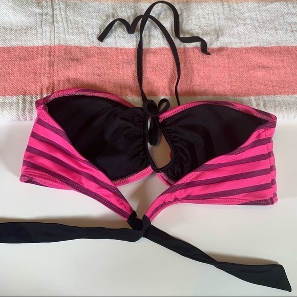 Mystic Bay bandeau swimsuit top pink purple stripes size xl - Picture 3 of 6